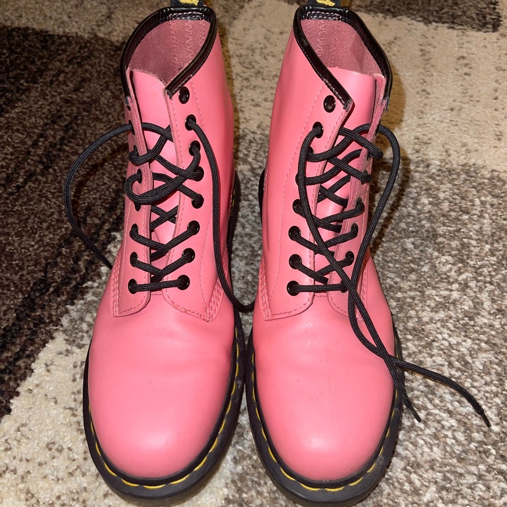 Dr Martens Pink 1460 Smooth Leather Lace Up Boots